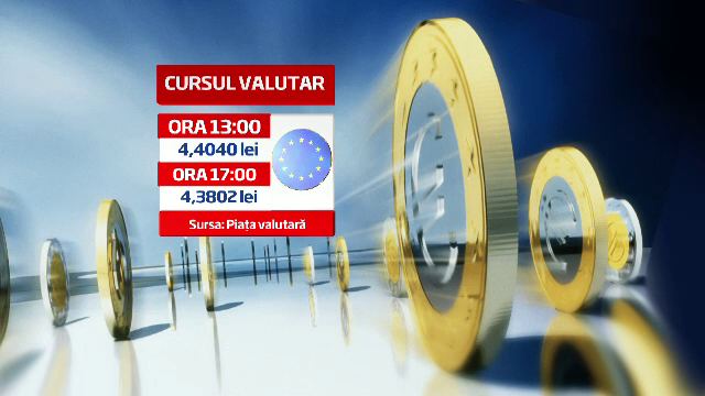 Cursul euro, sub 4,4 lei in ziua in care Isarescu a anuntat ca Romania a iesit din tranzitie