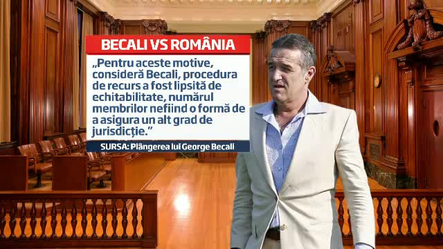 Becali vs Romania. Patronul Stelei da Romania in judecata la CEDO si spera la rejudecarea dosarelor