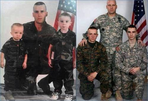 "Mi-au dat lacrimile." Un tata a pozat mandru dupa 20 de ani cu baietii sai soldati in armata SUA