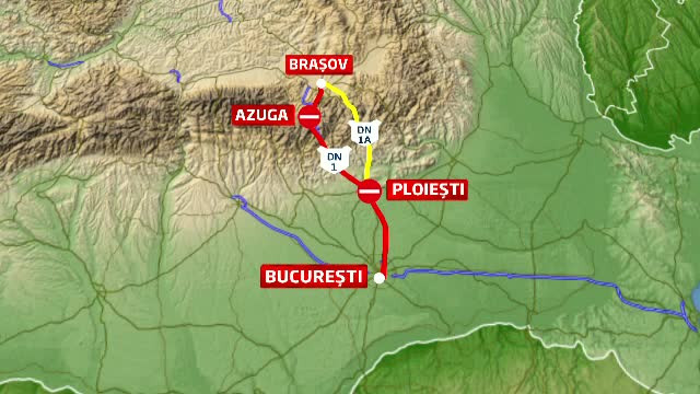 Circulatie inchisa pe DN1 luni si marti noapte pentru montarea unor pasarele pietonale