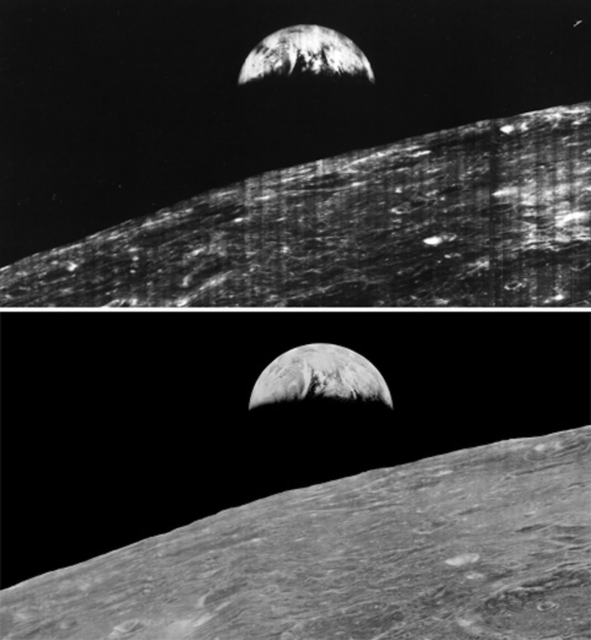 prima poza cu Luna si Pamantul, prelucrata digital