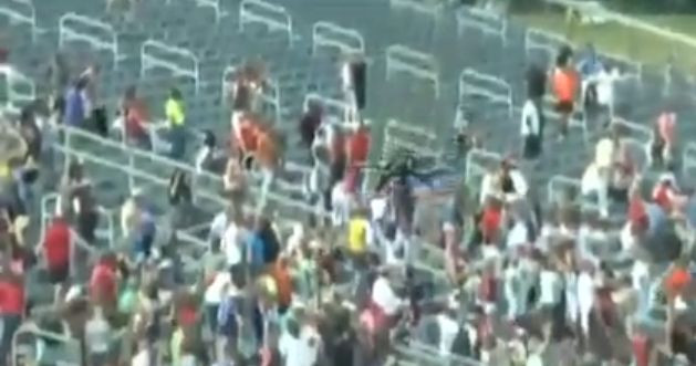 Lovit direct in fata. Momentul in care un barbat este ranit de o drona. VIDEO