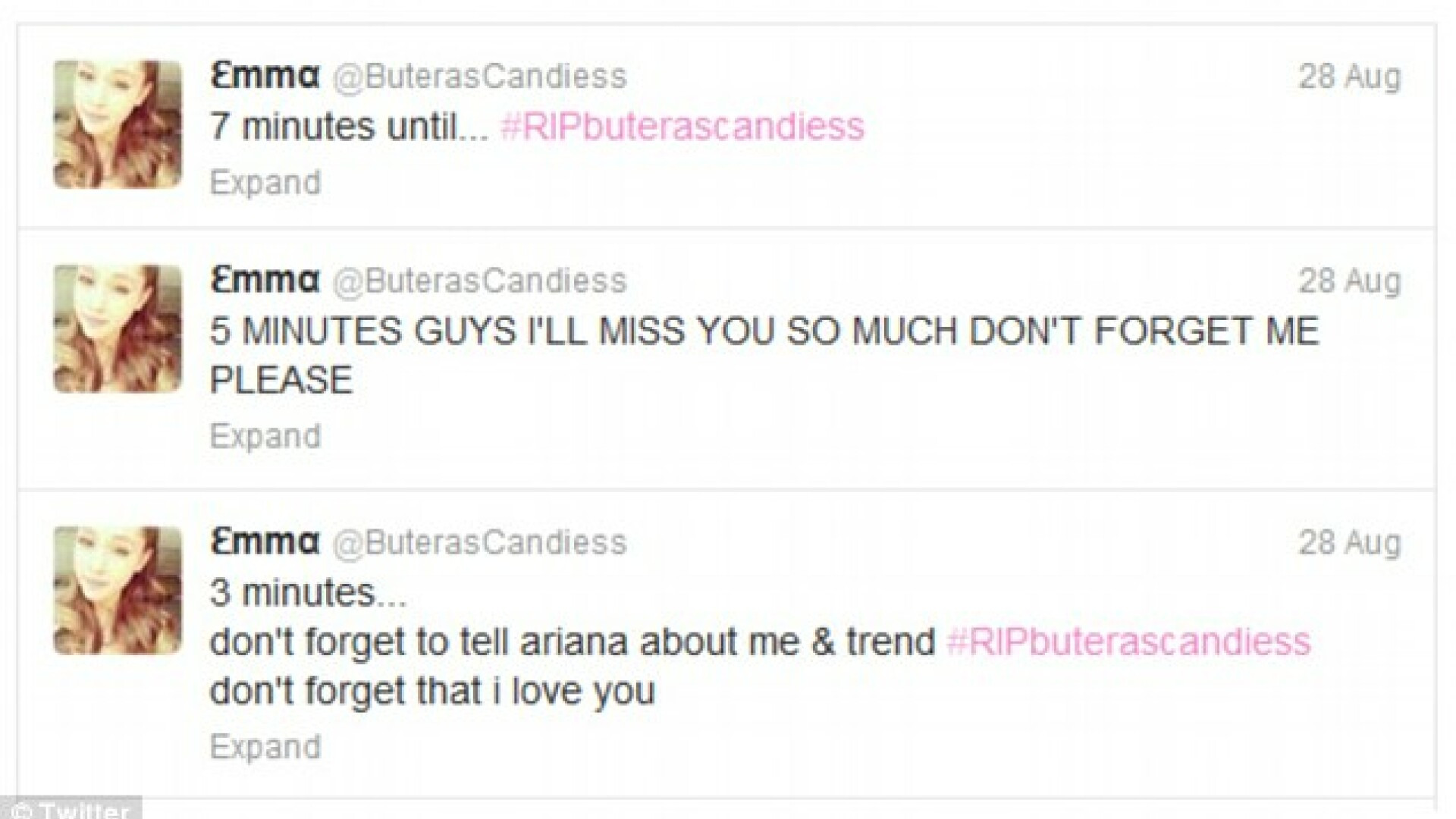 Si-a anuntat tentativa de sinucidere pe Twitter. Ce s-a intamplat dupa ce a terminat de numarat