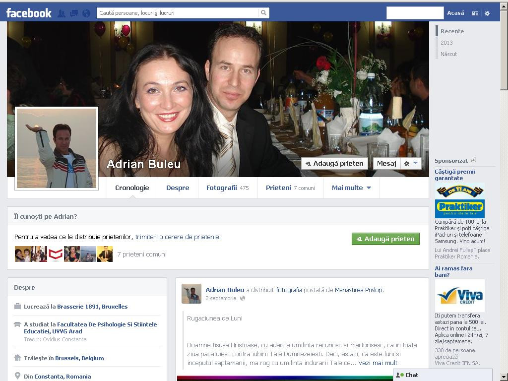 Adrian Buleu, cel care si-ar fi ucis partenerul de afaceri, are profil pe Facebook. Afla explicatia