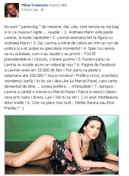 "Sper ca Lavinia sa nu ia bataie." Mesajul lui Mihai Traistariu cand a aflat relatia cu Banica Jr.