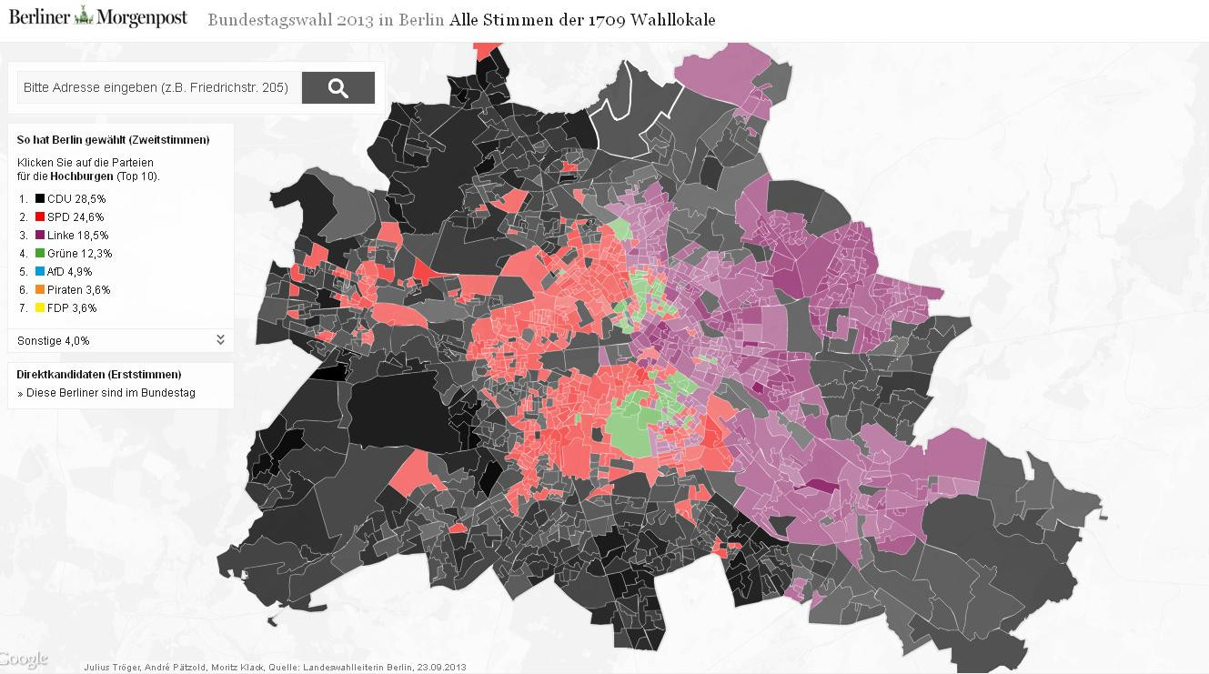 Harta noului "zid al Berlinului". Cum s-au impartit voturile in capitala Germaniei