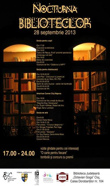 Nocturna Bibliotecilor la Biblioteca Judeteana „Octavian Goga” Cluj