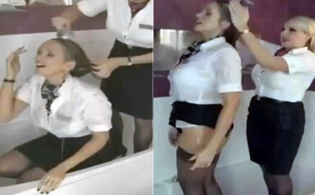 S-au filmat in timp ce se relaxau, la hotel. Clipul cu cele doua stewardese a ajuns pe Internet