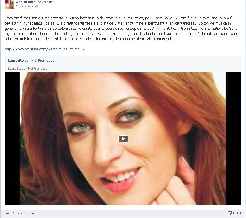 Mesajul emotionant postat de Andra pe Facebook: "Ar fi ajuns departe, daca tragedia nu o lua"