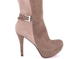 Cizme maron cu bej din piele intoarsa