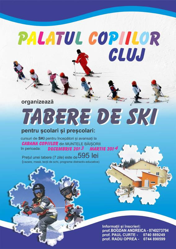 Au inceput inscrierile pentru taberele de schi organizate de Palatul Copiilor din Cluj