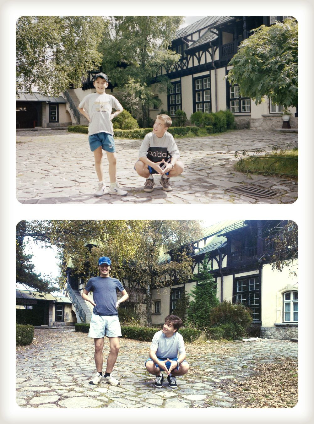 Doi frati romani au recreat 20 de poze din copilarie, drept cadou pentru mama lor: "Am dat-o pe spate, evident, a plans"