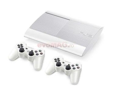 Consola Sony PS3 Ultra Slim 500GB + 2 Controllere DualShock 3 (Alba)