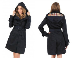 Impermeabil bleumarin cu gluga detasabila