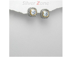 Cercei din argint patinat placat cu aur