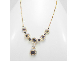 Colier din argint placat cu aur cu safire