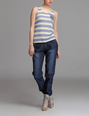 Jeans cu elastic jos