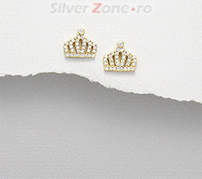 Cercei din argint placat cu aur coroana cu pietricele