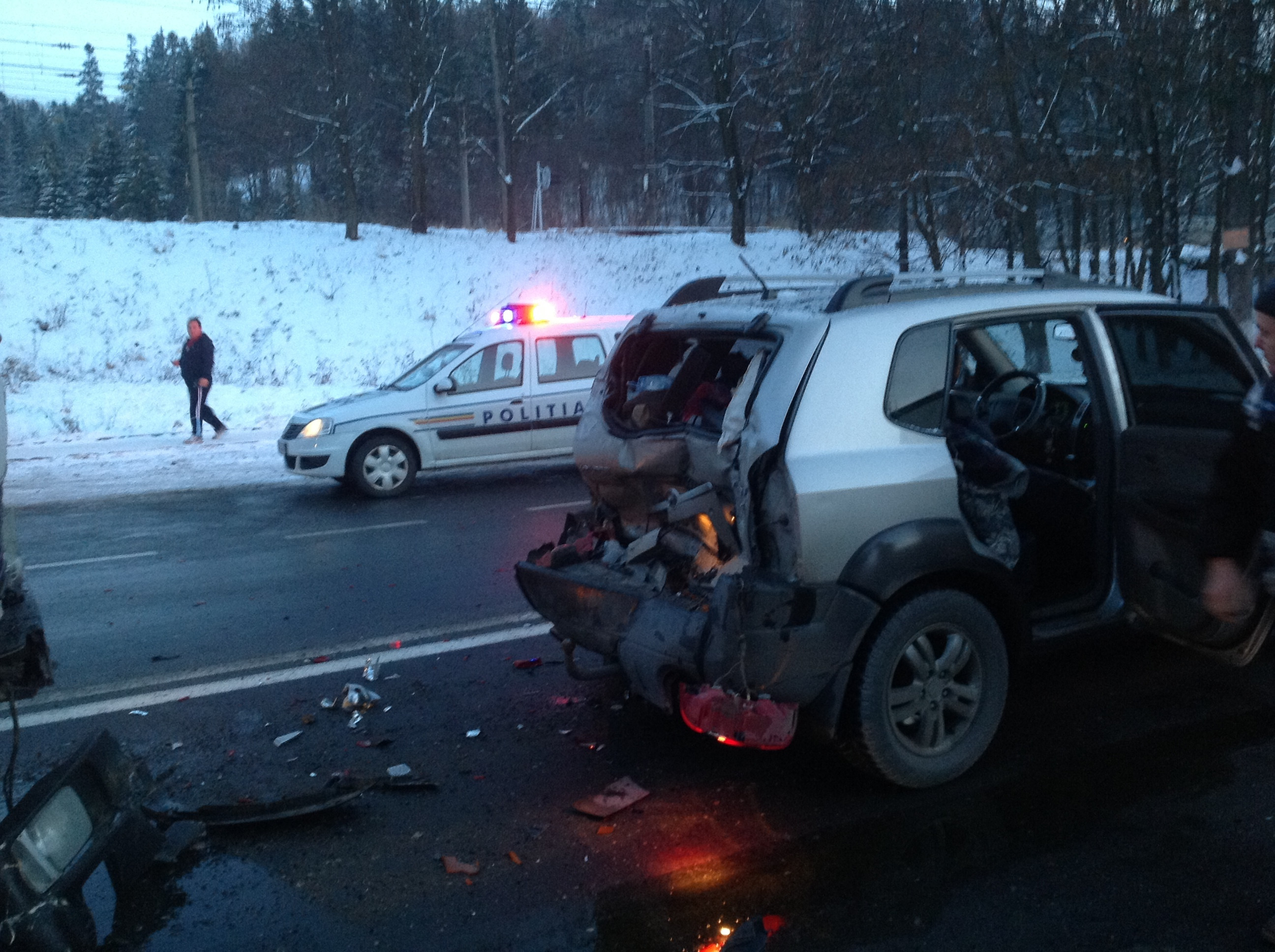 Patru masini au fost implicate intr-un accident in lant pe DN1, la Predeal