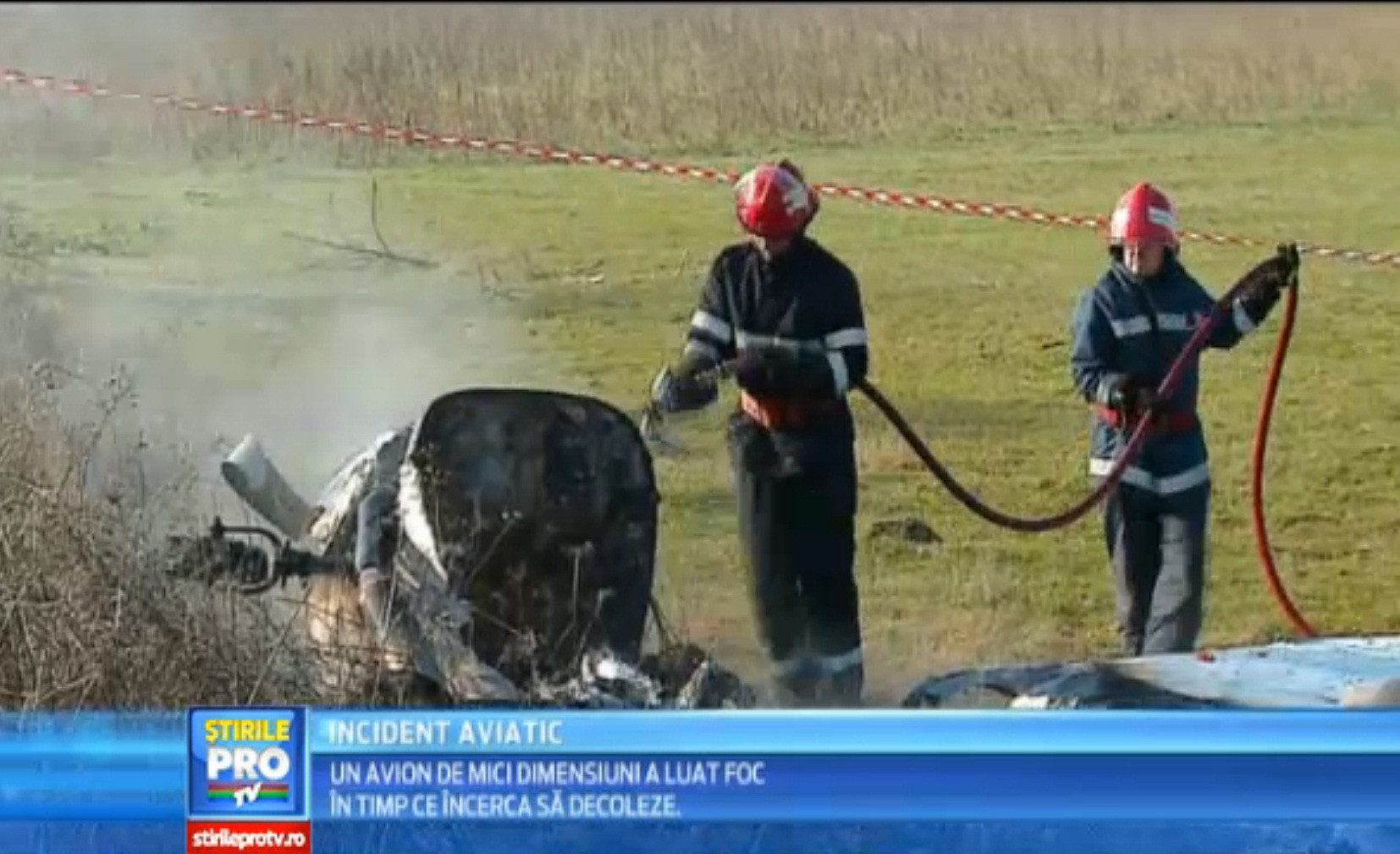 Un avion de mici dimensiuni a luat foc in timp ce incerca sa decoleze