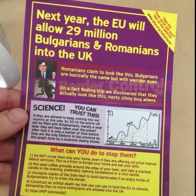 "Arata ca Alien si vor cuceri Planeta". Pamfletul anti-romani distribuit in Marea Britanie