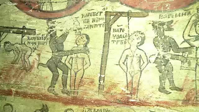 Diavolii, pacatele si turistii. Picturile vechi de sute de ani din biserici sunt la mare cautare