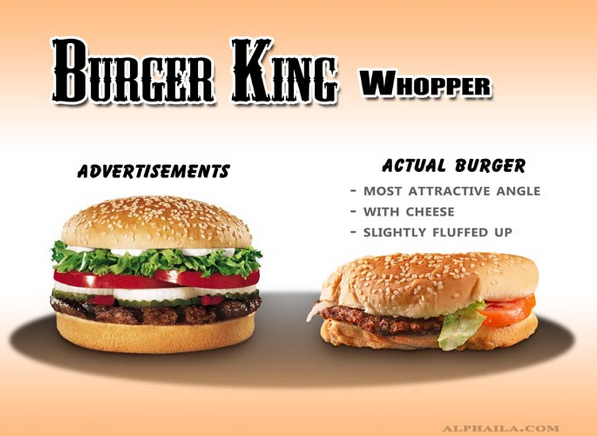 Diferentele dintre reclama si realitate in industria fast-food