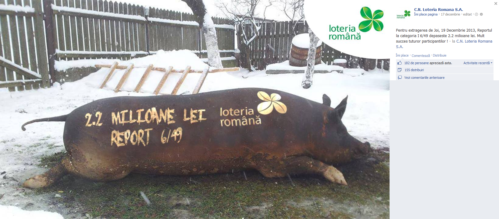 Reportul la Loto 6/49, promovat pe Facebook. Imaginea aleasa a starnit controverse