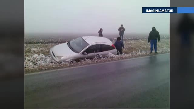 Drumul judetean transformat in patinoar. Accident in lant la Galati cu cel putin 5 autovehicule