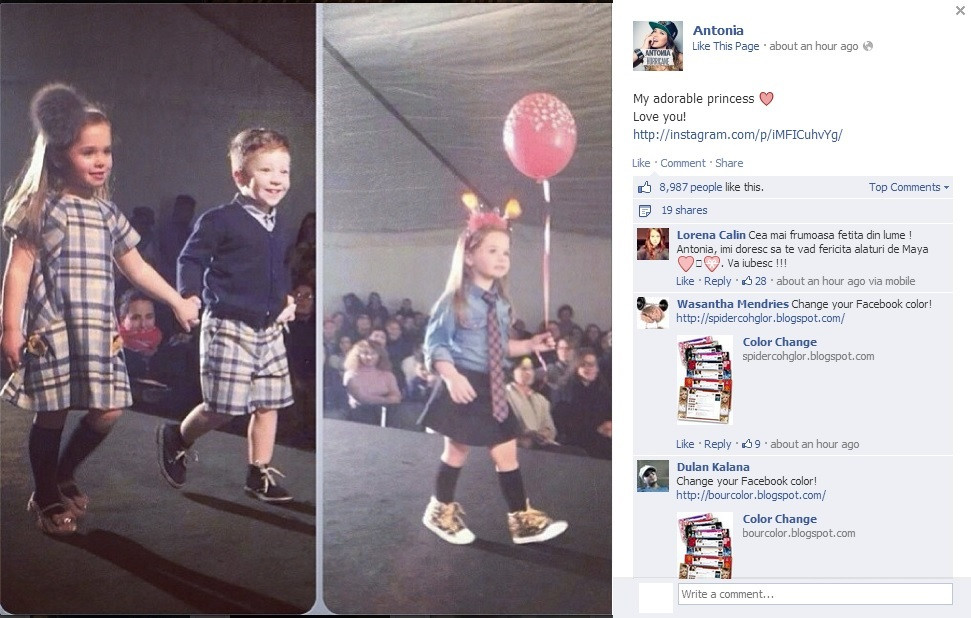 Mica "transformare" a fiicei Antoniei. A luat-o pe urmele mamei sale