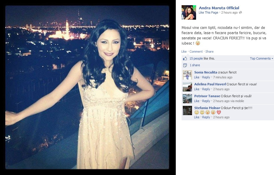 Cum s-a imbracat Andra pentru noaptea de Craciun. Mesajul postat pe Facebook