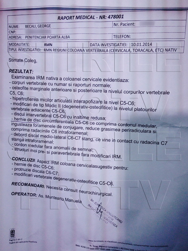 Hartia care ii confirma suferinta. Diagnosticul sever stabilit pentru Gigi Becali si recomandarea specialistului