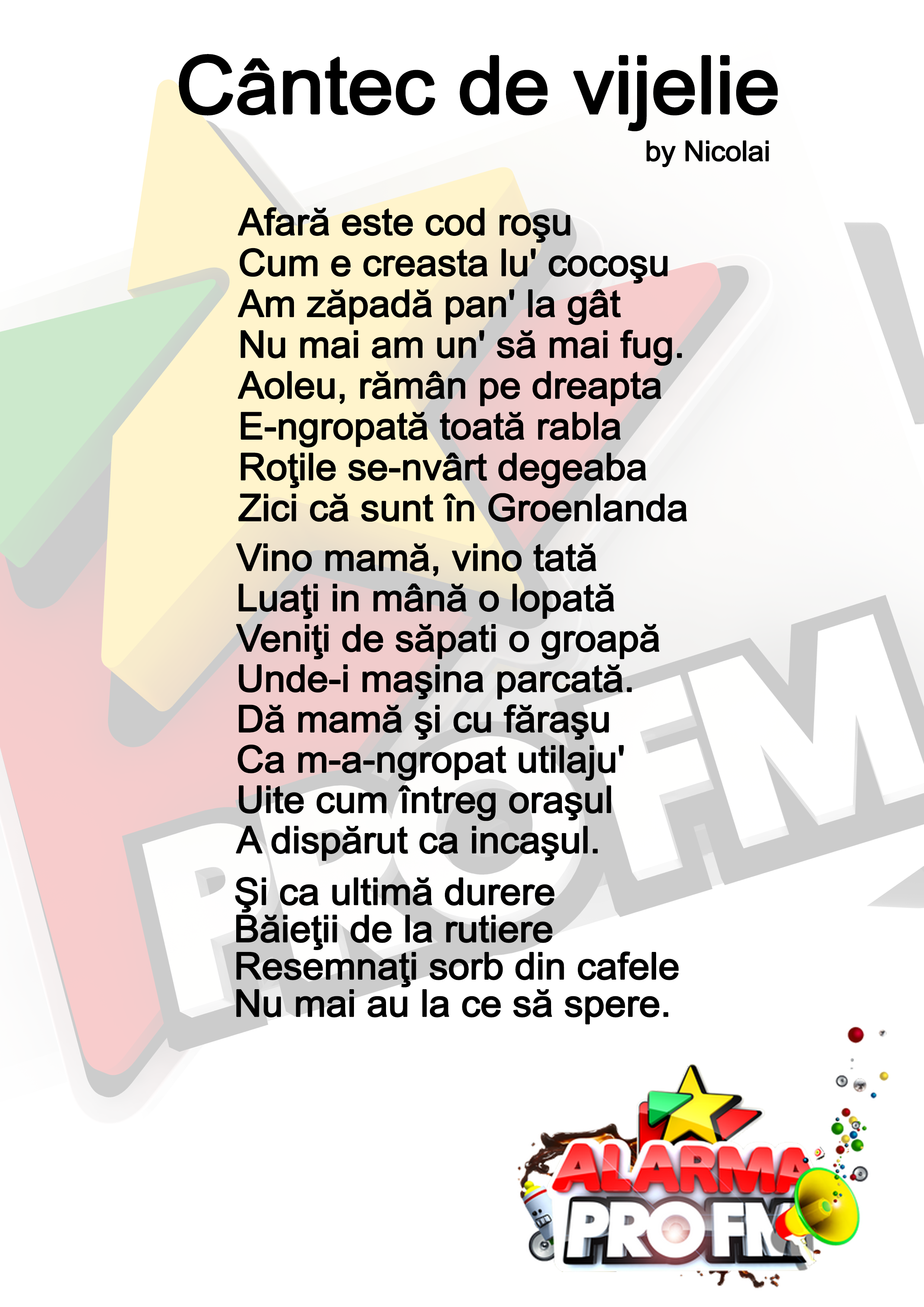 Zapezile masive, motiv de inspiratie pentru cei de la ProFM. Cum suna "Cantecul de vijelie"
