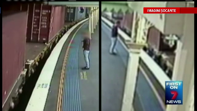 IMAGINI CAMERA DE SUPRAVEGHERE. O tanara din Australia a scapat miraculos dupa ce a sarit intr-un tren aflat in miscare