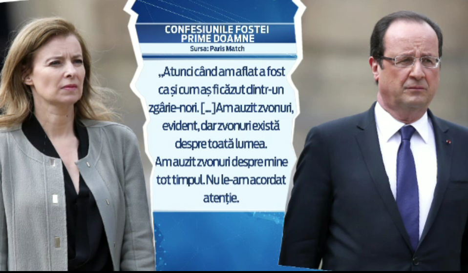 Prima reactie a lui Trierweiler dupa ce a aflat de aventura lui Hollande. "Am avut impresia ca am cazut de la etaj"