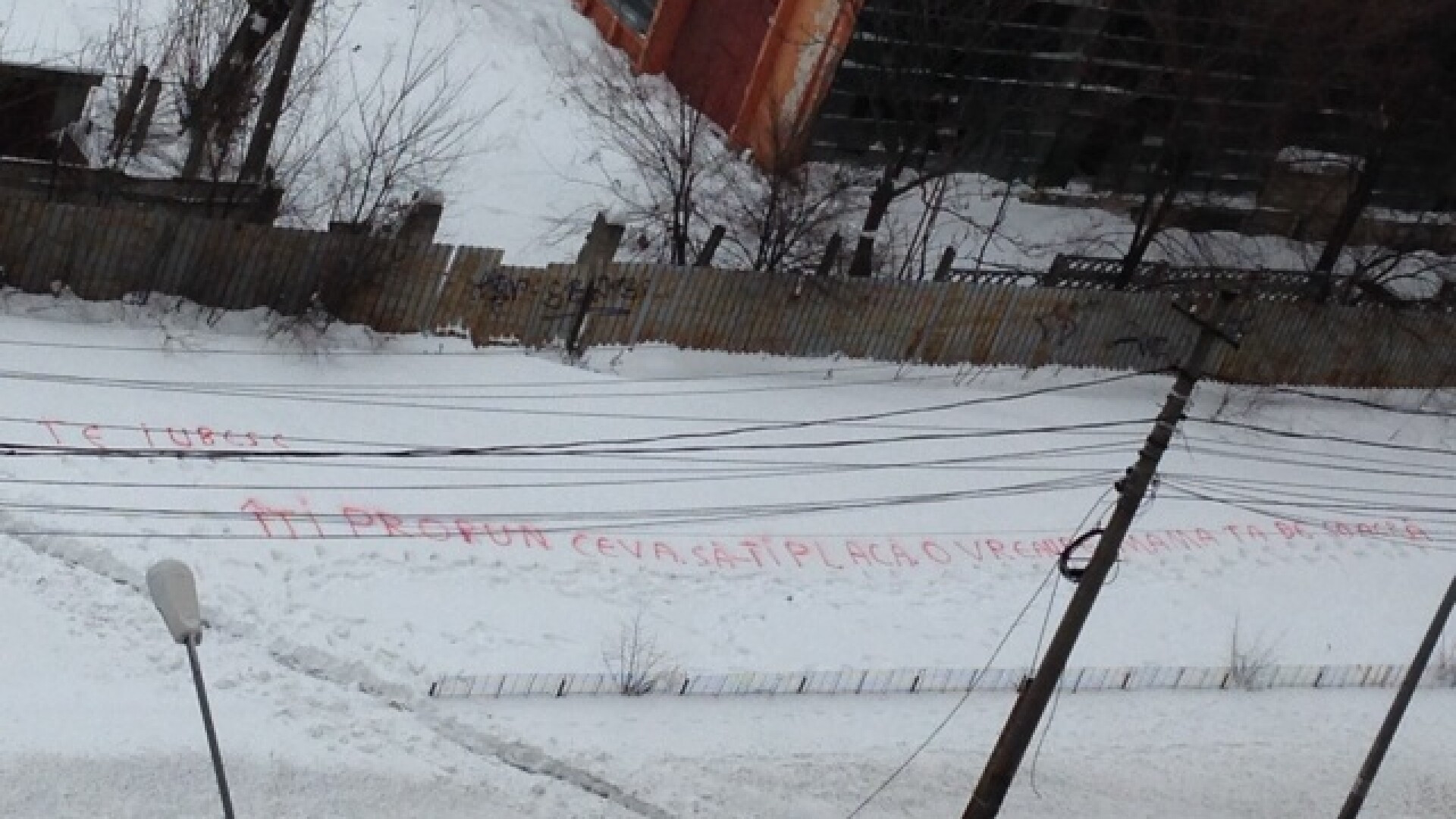 Cerere in casatorie inedita. Un tanar din Romania si-a cerut iubita de sotie cu un mesaj scris in zapada