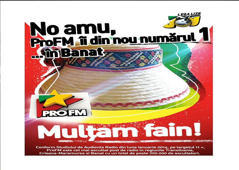 ProFM a cucerit definitiv ascultatorii din zona de nord-vest a tarii la finalul anului 2013