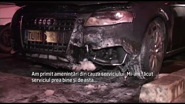Limuzina unui politist din Tulcea, incendiata cu cocktailuri molotov. "Am primit amenintari, imi fac treaba prea bine"