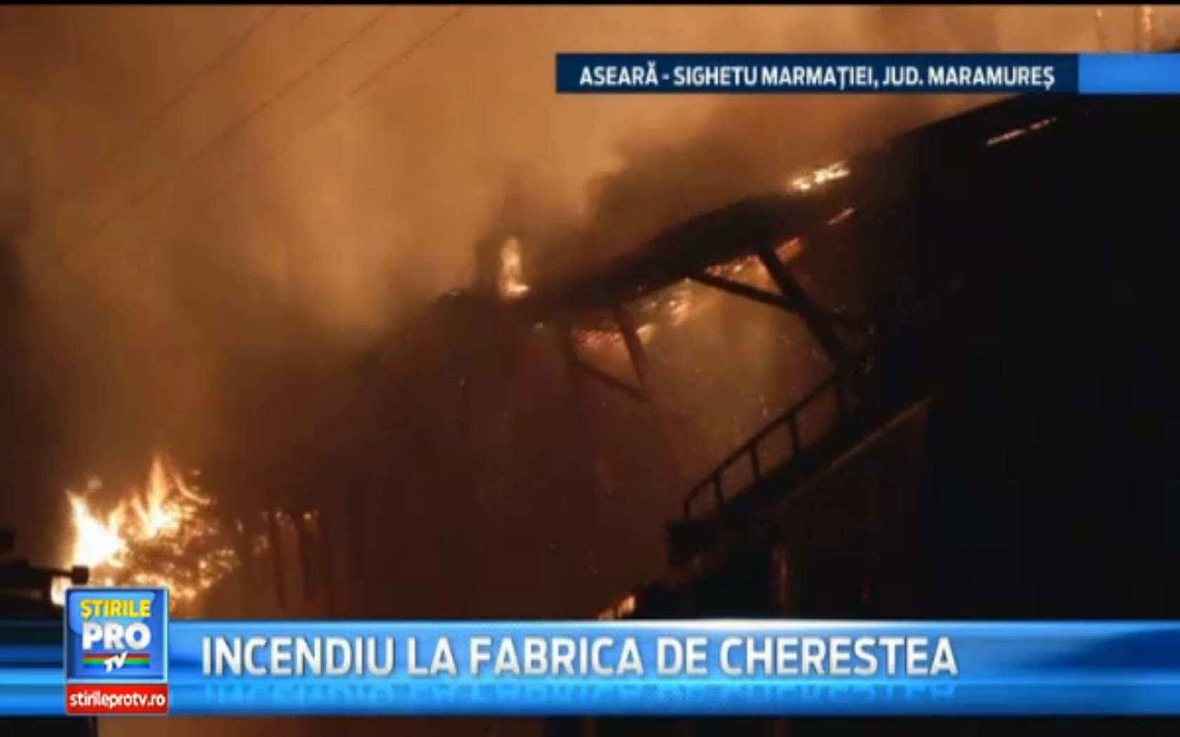 Panica in Sighetu Marmatiei. O fabrica de cherestea a fost aseara mistuita de flacari