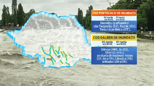 Cod portocaliu prelungit pe doua rauri, pana duminica la pranz