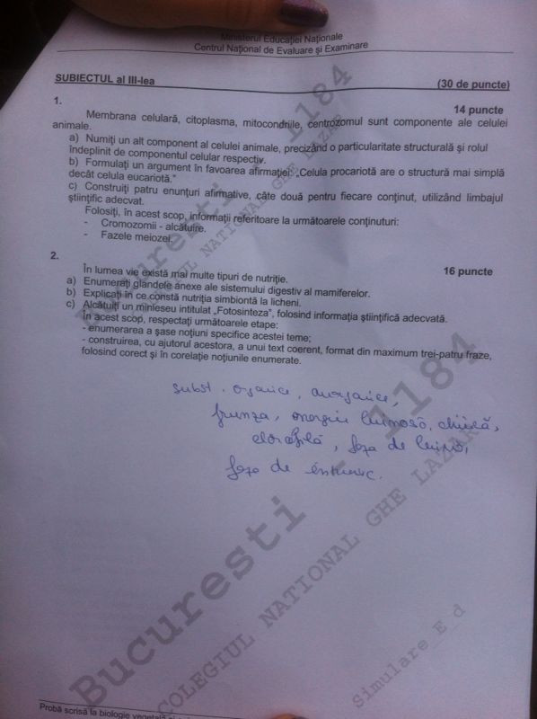 subiecte biologie 3