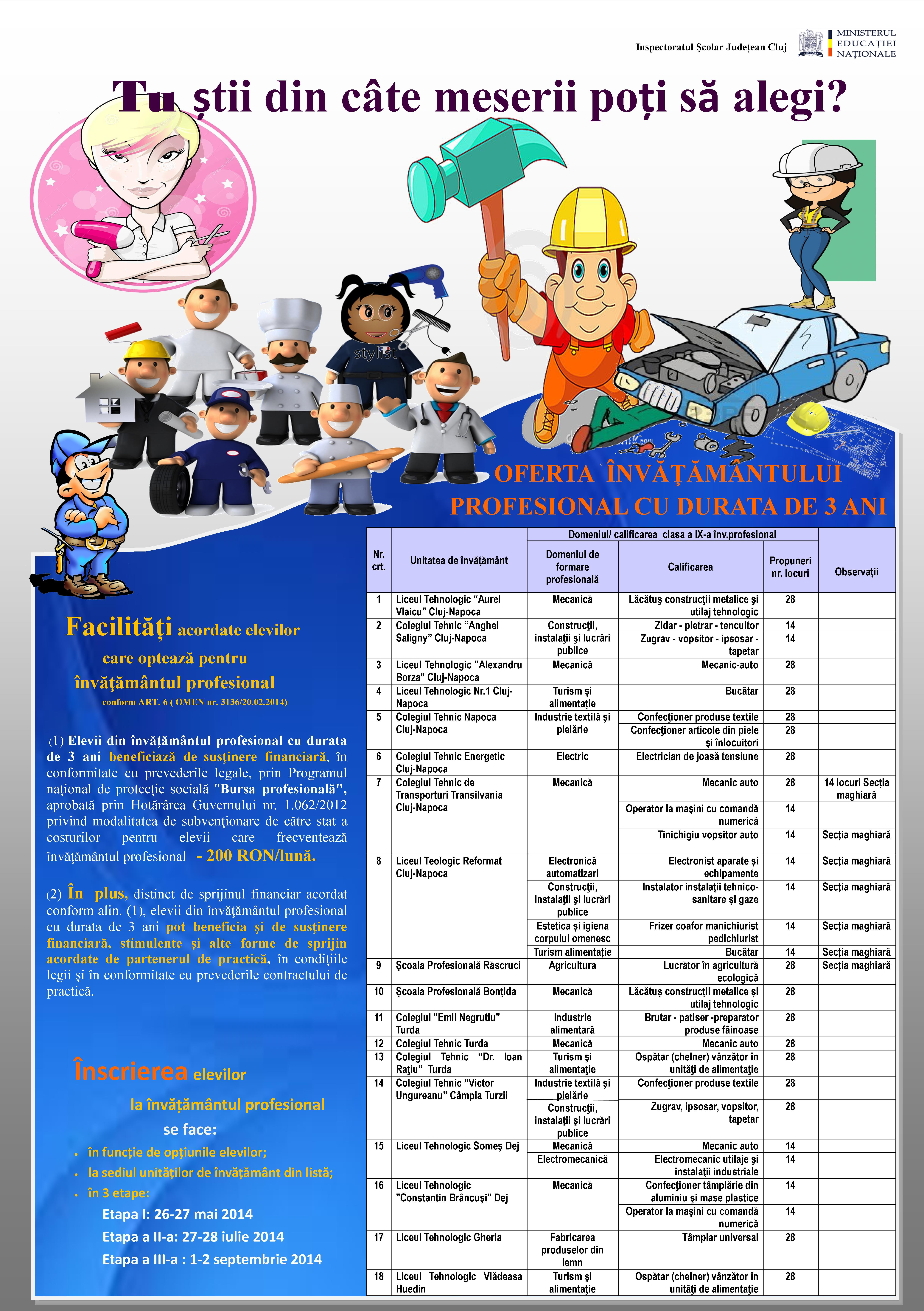 Invatamantul profesional promovat in judetul Cluj