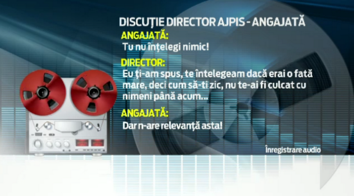 "Daca erai fata mare, te intelegeam". Inregistrarea discutiilor in care o bugetara e hartuita sexual de seful ei de la AJPIS