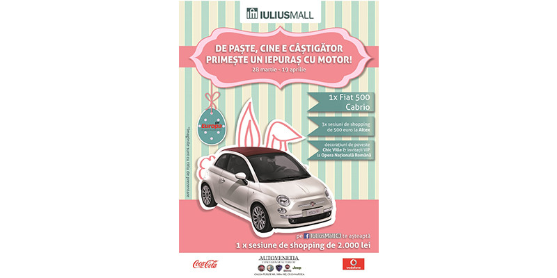 (P) Iepurasul de la Iulius Mall vine cu un premiu special: un Fiat 500 Cabrio