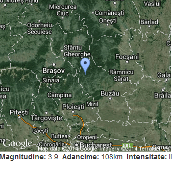 Cutremur cu magnitudinea de 3,9 in zona Vrancea