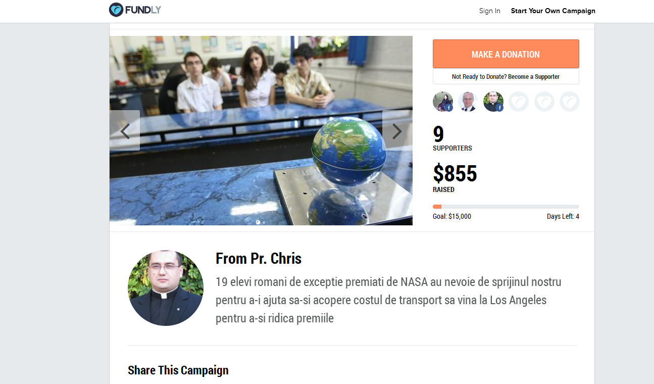 Elevii castigatori la NASA Space Settlement organizeaza colecta publica. Tinerii romani nu au bani sa-si ridice premiile