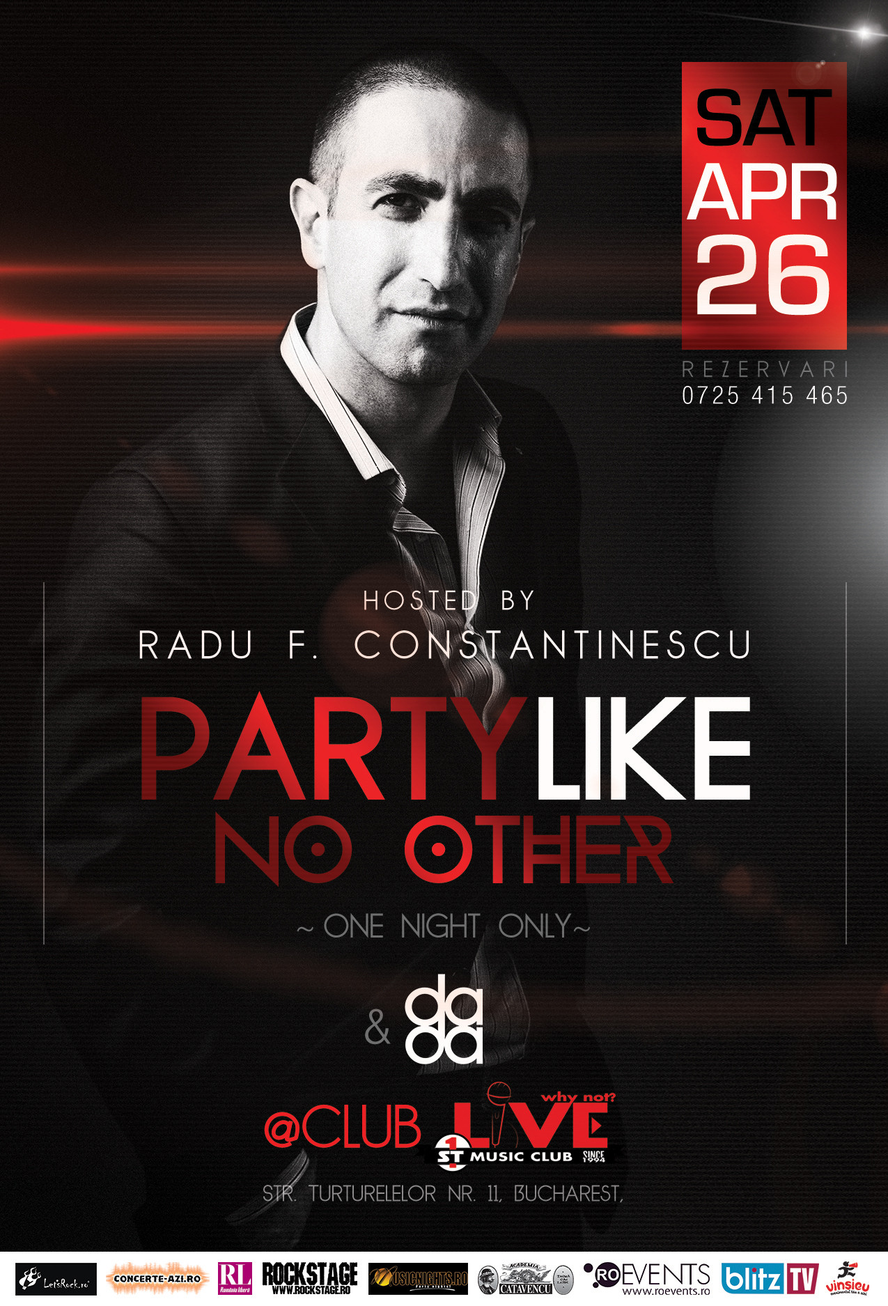 "Party LIKE no other"! Cel mai citit blogger din Romania, Radu F. Constantinescu, va fi LIVE la platane