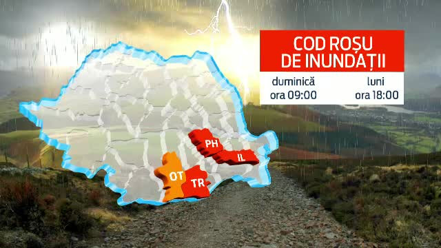 COD ROSUL de inundatii a fost ridicat. Bilantul viiturilor: patru oameni au murit, 35 de localitati sunt sub ape
