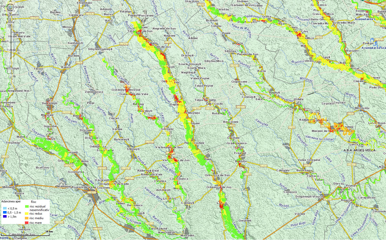 harta risc inundatii ape Arges Teleorman