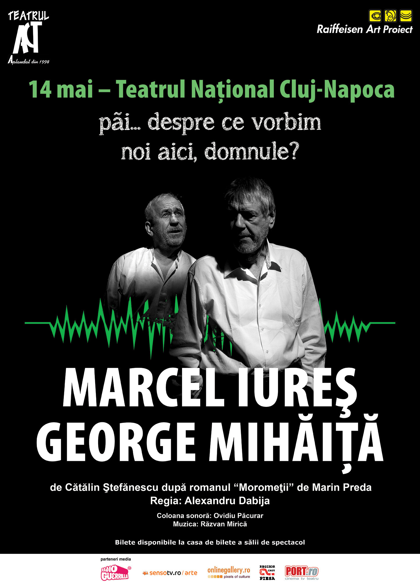 Marcel Iures si George Mihaita, intr-un spectacol dupa „Morometii” pe scena Nationalului clujean
